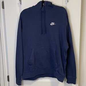 Nike Navy Blue Pullover Hoodie with White Swoosh